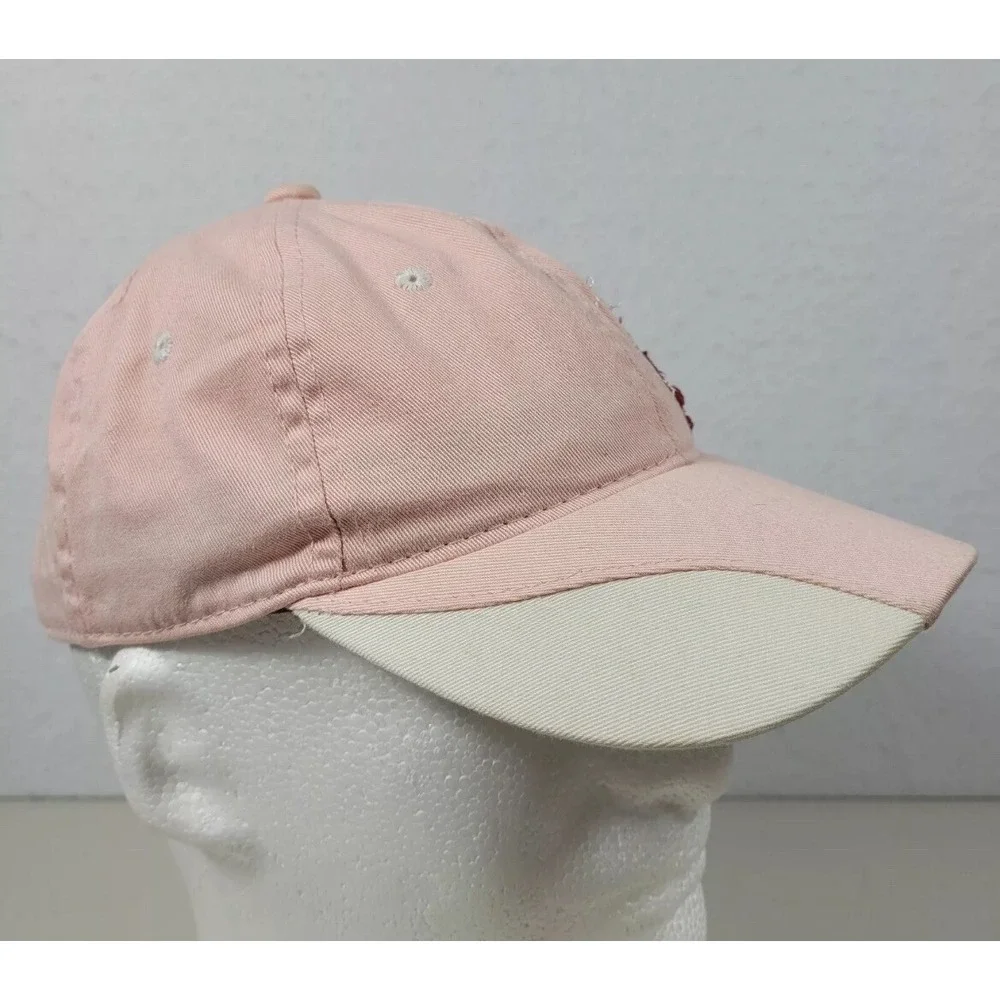 Cabela's Youth Hat‎ One Size Embroidered Logo Pink Red Adjustable Hook & Loop